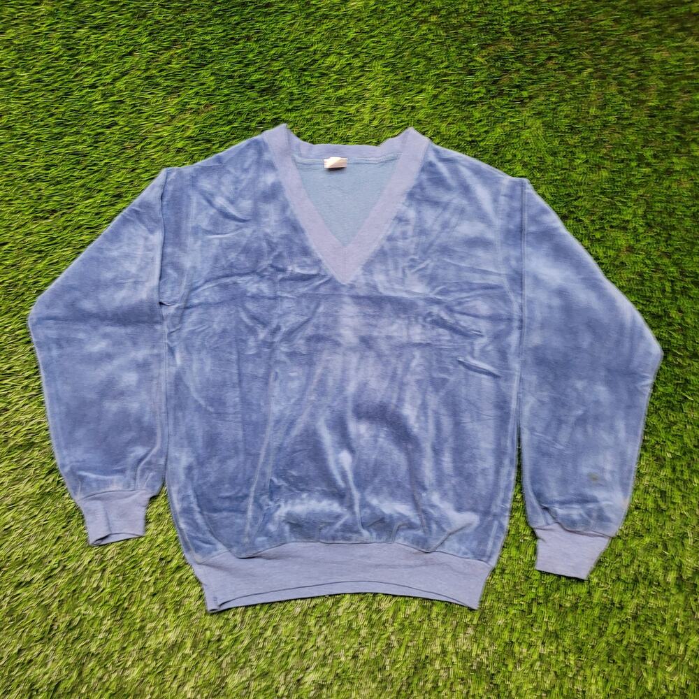 Vintage 80s Robert Bruce Velour Pullover Sweater Womens M Cropped USA Soft Plush